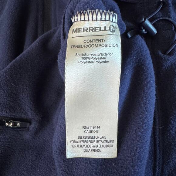 MERRELL Jacket Large Women's Fleece Hooded Full Zip Front Zip Pockets Navy Blue - Picture 10 of 12